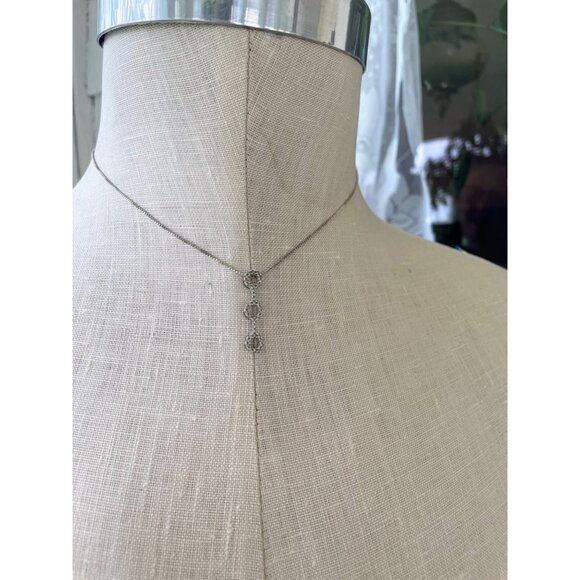 10K White Gold Pendant 3 Circles sterling chain - Picture 13 of 16